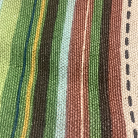 Fossil Cloth Boho Striped Bag w/ wooden handles ..GREAT FALL BAG - Picture 4 of 11